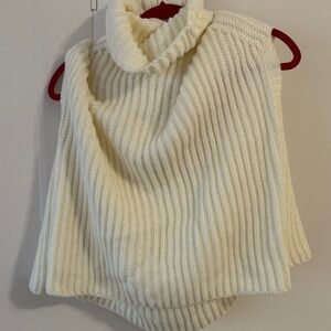 Vince Camuto Cream Ribbed Turtleneck Sweater